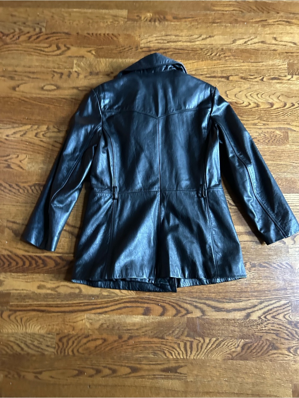JL Colebrook 100% Leather Coat Size Small Black Missing Belt - Picture 4 of 8